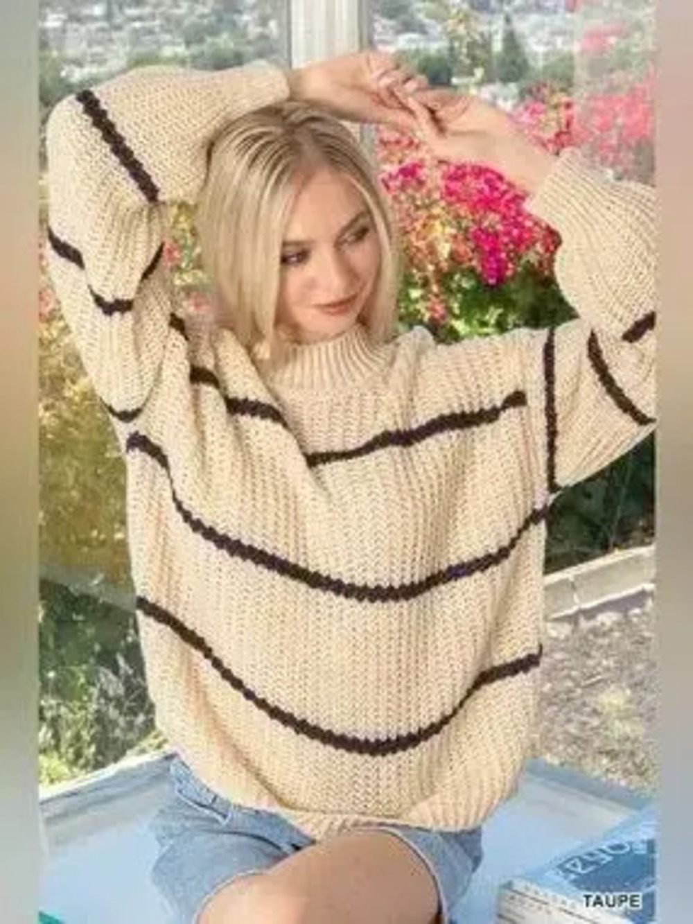 Zenana Oversize Striped Sweater - Picture 7 of 8